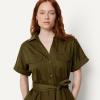 image:imageAmazon Essentials Womens RelaxedFit Short Sleeve ButtonDown Dress with BeltDeep Brown