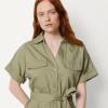 image:imageAmazon Essentials Womens RelaxedFit Short Sleeve ButtonDown Dress with BeltWashed Khaki Green