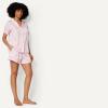 image:imageAmazon Essentials Womens Satin Short Sleeve ButtonDown Top and Short Sleepwear Pajama SetLight Pink Roses