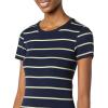image:imageAmazon Essentials Womens SlimFit ShortSleeve Crewneck TShirt Pack of 2BlackNavyGreen  Horizontal Stripe