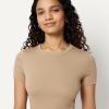 image:imageAmazon Essentials Womens SlimFit ShortSleeve Crewneck TShirt Pack of 2Bright Poppy RedTan