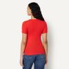 image:imageAmazon Essentials Womens SlimFit ShortSleeve Crewneck TShirt Pack of 2Bright Poppy RedTan