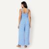 image:imageAmazon Essentials Womens Square Neck Wide Leg Sleeveless JumpsuitBlue Beige Ditsy Flower