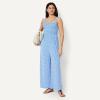 image:imageAmazon Essentials Womens Square Neck Wide Leg Sleeveless JumpsuitBlue Beige Ditsy Flower