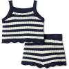 image:imageAmazon Essentials x Sofia Grainge Mommy amp Me Cotton Crochet Sweaters amp Tank SetsIvory Navy Polo Stripe