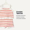image:imageAmazon Essentials x Sofia Grainge Mommy amp Me Cotton Crochet Sweaters amp Tank SetsIvory Red Uneven Stripe