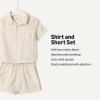 image:imageAmazon Essentials x Sofia Grainge Toddlers and Baby Boys Cotton Linen Short Sleeve Shirt amp Shorts Play SetTaupe Even Stripe