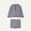image:imageAmazon Essentials x Sofia Grainge Toddlers and Baby Boys TwoPiece Long Sleeve Rashguard and Shorts SetIvory Navy Even Stripe