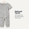 image:imageAmazon Essentials x Sofia Grainge Unisex Toddlers and Babies Cotton Knit Short Sleeve Shirt amp Pants SetNavy Tapered Stripe