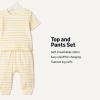 image:imageAmazon Essentials x Sofia Grainge Unisex Toddlers and Babies Cotton Knit Short Sleeve Shirt amp Pants SetWarm Yellow Ivory Uneven Stripe