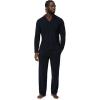 image:imageAmazon Essentials Mens CottonModal Pajama Set Long Sleeve ButtonDown Top with PantsBlack