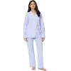 image:imageAmazon Essentials Womens Cotton Stretch Poplin Pajama Set Long Sleeve ButtonDown Shirt with PantsBlue Pinstripe