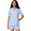 image:imageAmazon Essentials Womens Cotton Stretch Poplin Pajama Set Short Sleeve ButtonDown with ShortsBlue Pinstripe