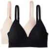 image:imageAmazon Essentials Womens Peached Microfiber Lined VNeck BraletteBlack  Soft Petal