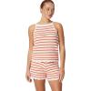 Ivory Red Uneven Stripe