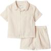 image:imageAmazon Essentials x Sofia Grainge Toddlers and Baby Boys Cotton Linen Short Sleeve Shirt amp Shorts Play SetTaupe Even Stripe