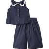 image:imageAmazon Essentials x Sofia Grainge Toddlers and Baby Girls Cotton Sateen Sleeveless Top and Pants Play SetNavy