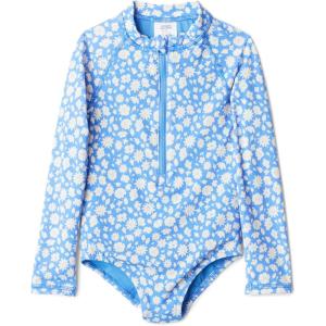 image:imageAmazon Essentials Girls Long Sleeve Rash Guard OnePiece SwimsuitBlue Ditsy Floral