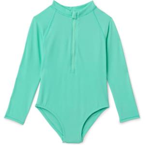 image:imageAmazon Essentials Girls Long Sleeve Rash Guard OnePiece SwimsuitBright Mint Green