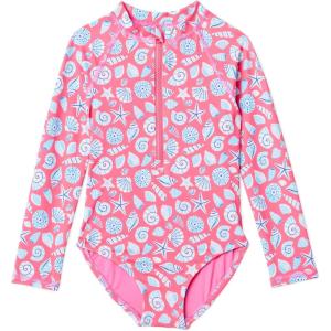 image:imageAmazon Essentials Girls Long Sleeve Rash Guard OnePiece SwimsuitHot Pink Shells