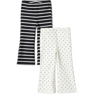 image:imageAmazon Essentials Girls and Toddlers SlimFit Cotton Knit Flare Leggings Pull On Pack of 2DotsUneven Stripe