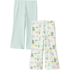 image:imageAmazon Essentials Girls and Toddlers SlimFit Cotton Knit Flare Leggings Pull On Pack of 2Pale Mint GreenNature