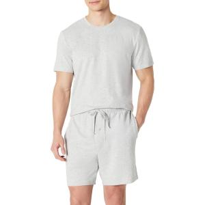 image:imageAmazon Essentials Mens CottonModal Pajama Set Short Sleeve TShirt and ShortsLight Grey Heather