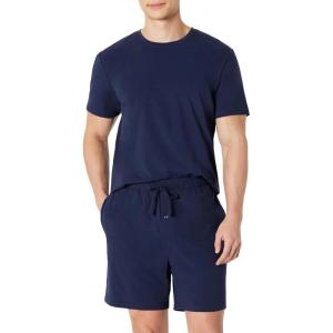 image:imageAmazon Essentials Mens CottonModal Pajama Set Short Sleeve TShirt and ShortsNavy