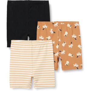 image:imageAmazon Essentials Toddlers and Baby Girls Cotton Breathable Pullon Bike Shorts with Elastic Waist Pack of 3BlackStripeLion and Pony
