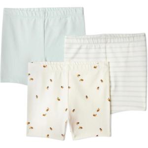 image:imageAmazon Essentials Toddlers and Baby Girls Cotton Breathable Pullon Bike Shorts with Elastic Waist Pack of 3Pale Mint GreenBeesFrench Stripe