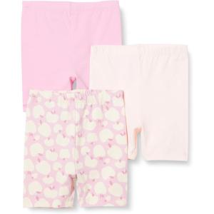 image:imageAmazon Essentials Toddlers and Baby Girls Cotton Breathable Pullon Bike Shorts with Elastic Waist Pack of 3PinkApples