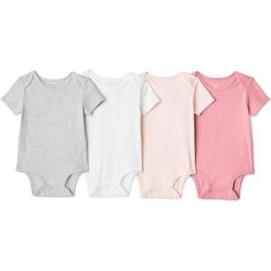 image:imageAmazon Essentials Unisex Babies ShortSleeve BodysuitsLight Heather GreyPink