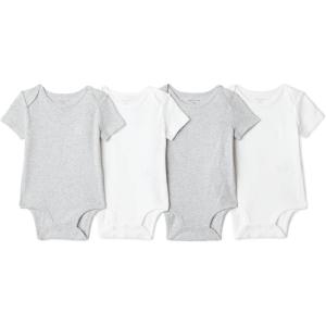 image:imageAmazon Essentials Unisex Babies ShortSleeve BodysuitsLight Heather GreyWhite