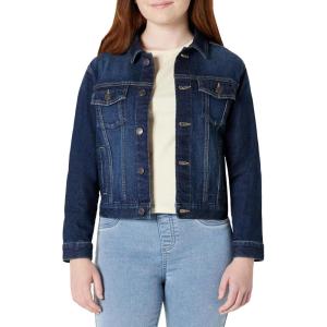 image:imageAmazon Essentials Unisex Kids Medium Stretch RegularFit Denim Trucker Jacket for Boys and GirlsDark Wash