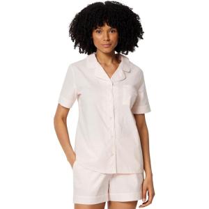 image:imageAmazon Essentials Womens Cotton Stretch Poplin Pajama Set Short Sleeve ButtonDown with ShortsPale Pink