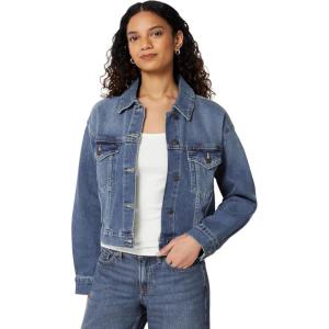 image:imageAmazon Essentials Womens Low Stretch RelaxedFit Cropped Denim JacketMedium Blue Vintage