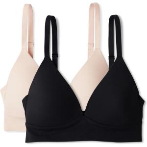 image:imageAmazon Essentials Womens Peached Microfiber Lined VNeck BraletteBlack  Soft Petal