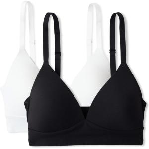 image:imageAmazon Essentials Womens Peached Microfiber Lined VNeck BraletteBlack  White