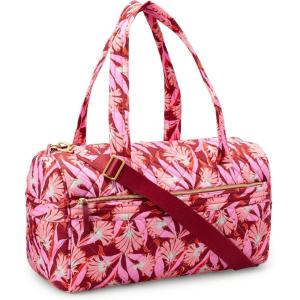 image:imageAmazon Essentials Womens Quilted Weekender Duffel Gym Bag with Trolley Sleeve Navy Paisley One SizePink Floral