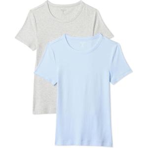 image:imageAmazon Essentials Womens SlimFit ShortSleeve Crewneck TShirt Pack of 2Light BlueLight Grey Heather