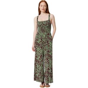 image:imageAmazon Essentials Womens Square Neck Wide Leg Sleeveless JumpsuitSage Green Abstract Palms