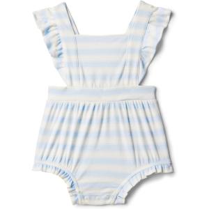 image:imageAmazon Essentials x Sofia Grainge Baby Girls Cotton Sleeveless Romper with RufflesPale Blue Bold Stripe