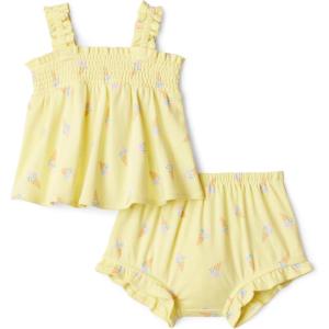 image:imageAmazon Essentials x Sofia Grainge Baby Girls Cotton Sleeveless Shirt and Shorts Play SetLight Yellow Ice Cream