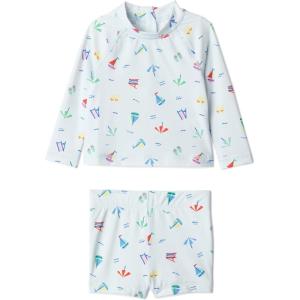 image:imageAmazon Essentials x Sofia Grainge Toddlers and Baby Boys TwoPiece Long Sleeve Rashguard and Shorts SetPale Blue Beach