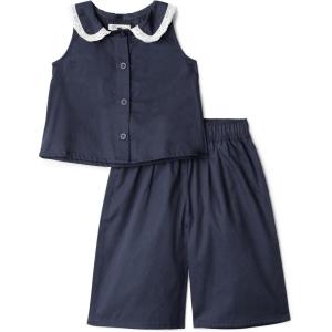 image:imageAmazon Essentials x Sofia Grainge Toddlers and Baby Girls Cotton Sateen Sleeveless Top and Pants Play SetNavy