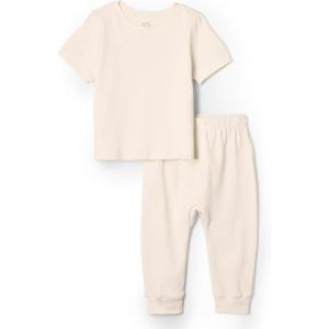 image:imageAmazon Essentials x Sofia Grainge Unisex Toddlers and Babies Cotton Knit Short Sleeve Shirt amp Pants SetIvory