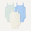 image:imageAmazon Essentials Baby Girls Cotton Sleeveless Bodysuits Baby Clothes Pack of 3Cornflower BluePale Mint GreenBees