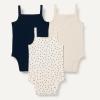 image:imageAmazon Essentials Baby Girls Cotton Sleeveless Bodysuits Baby Clothes Pack of 3Oatmeal HeatherNavyDots