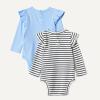 image:imageAmazon Essentials Baby Girls LongSleeved Ruffle BodysuitsCornflower BlueFrench Stripe