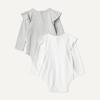 image:imageAmazon Essentials Baby Girls LongSleeved Ruffle BodysuitsLight Heather GreyWhite